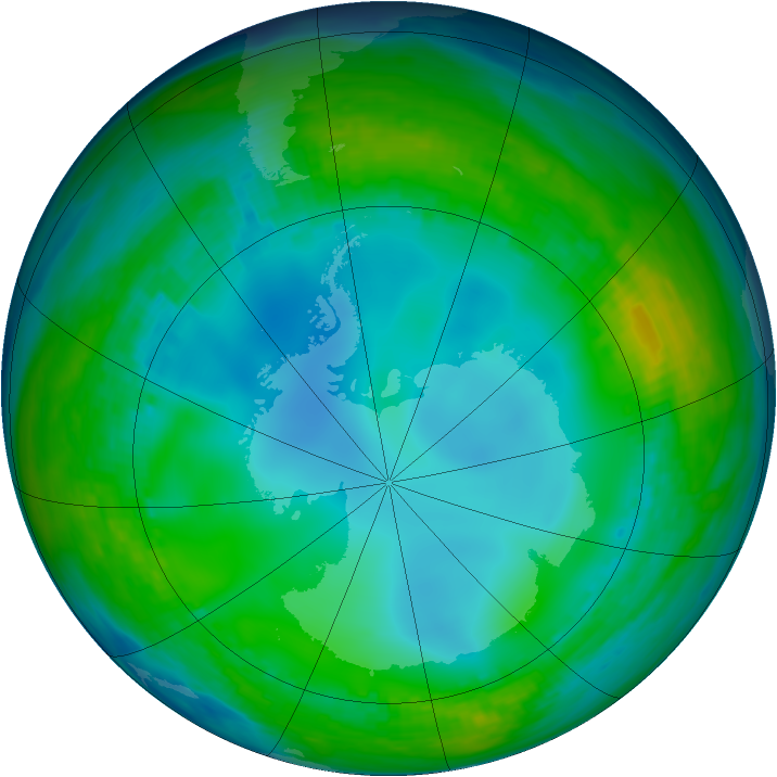 Antarctic ozone map for 02 June 1992